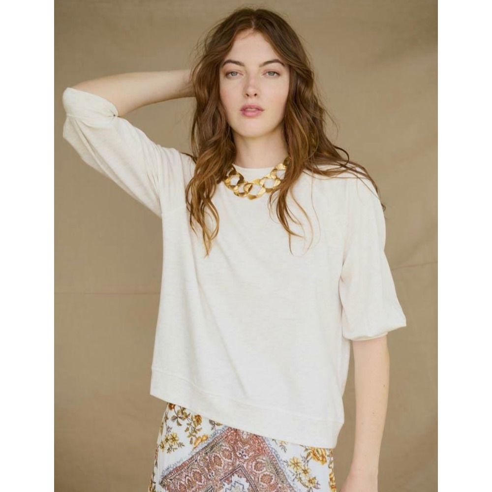 Matilda Jane Good Hart Terrytown Sweatshirt Womens L Cream Excellent Raglan